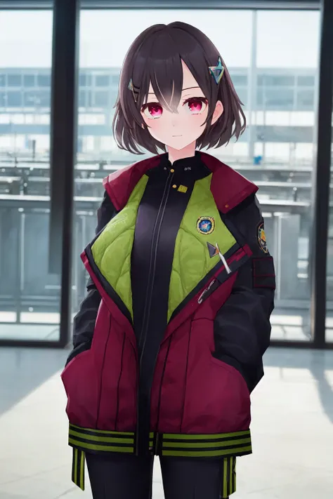 (masterpiece, best quality:1.3), detailed face, HDR, vivid colors, natural lighting, 1girl, Nehru Jacket. rotated, :|, hands in pockets, (pool:0.6), <lora:tolassAndWedge_tolassV10:0.7>, cowboy shot,