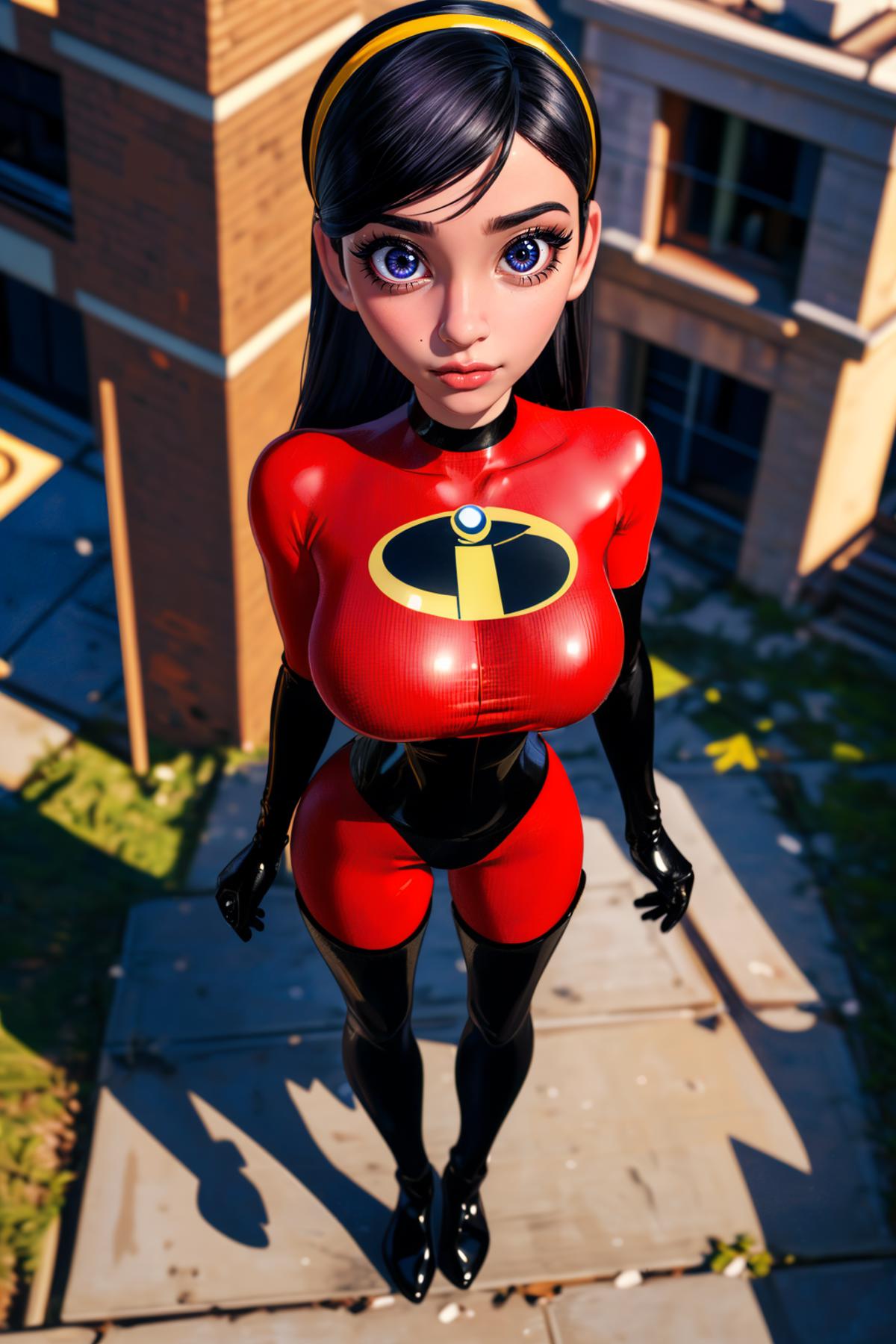 Violet Parr, (eye mask) close up, vagina:1.3, location is superhero lair -  SeaArt AI