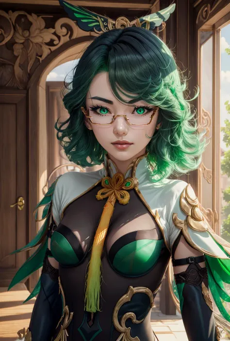 Anime - style image of a man with green hair and glasses reading a book, retrato do livro do RPG, Stanley Artgerm Lau, Retrato de um homem mago elfo, retrato artgerm, RPG_retrato, Stanely Artgerm, Artgerm extremamente detalhado, Artgerm. High detail, RPG retrato arte conceitual, epic RPG portrait, retrato de rpg, corpo inteiro