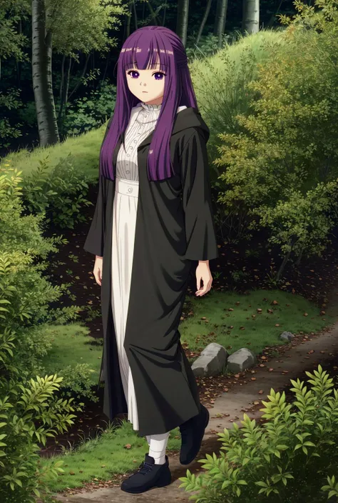 Fern_(Sousou_no_Frieren),purple_hair, purple_eyes, long_hair, blunt_bangs, large_breasts, <lora:Ð¤ÐµÑÐ½ ÑÑÐ¸ÑÐµÐ½(Fern_(Sousou_no_Frieren),purple_hair, purple_eyes, long_hair, blunt_bangs, large_breasts(ÑÐ¼ Ð¾Ð´ÐµÐ¶Ð´Ñ):0.9>,white_dress, long_sleeves, frilled_collar, black_robe, <lora:Ð¡ÑÐ¸Ð»Ñ Ð¼Ð¸Ð»ÑÐ¹ Ð°Ð½Ð¸Ð¼Ðµ Iselestia:0.5>, anime style, anime colors,detailed anime,animeHD, anime eyes, bigger eyes, high quality anime, large anime pupils, 1girl (in full growth), best quality, masterpiece, ultra-detailed, high quality,perfect anatomy, (perfect full body), (detailed full body), good eyes, perfect face, pretty face,(beautiful and aesthetic:1.2),beautiful eyes, anime eyes, detailed eyes,Exquisite visuals, high-definition