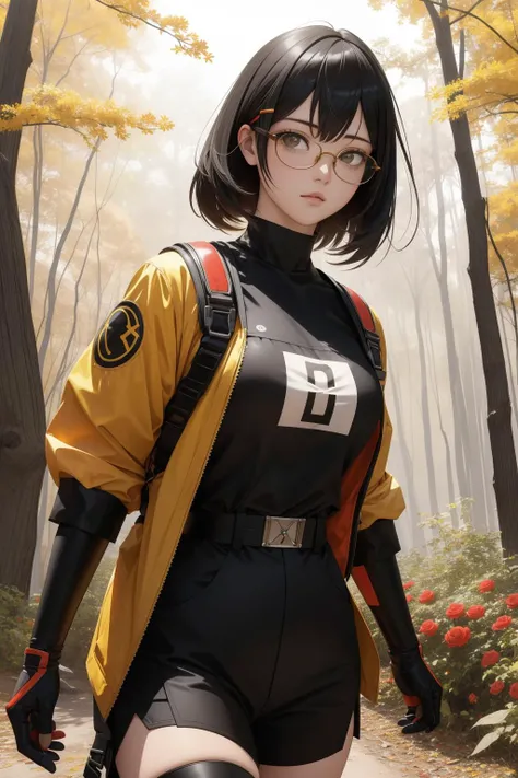 1girl, (designed by Balcomb Greene:1.0) and (Greg Rucka:1.2) and (Junji Ito:1.0) and (Conrad Felixmüller:0.9) , dark Digital artwork, crowded woods with Rose, Glitch Art, intricate background, hip level shot of a Gym full of Voidpunk Unexpected strong Senegalese (Tashas:1.3) , they are from the 2010's, they are feeling very lonely, they are Walking, wearing Rust, they have Bald hairstyle, Magical glowing Mustard Yellow and Charcoal hair, Tasha has a Insecure Tang Dynasty fluorescent Gloves, Detailed ray-ban glasses, from inside of a Characteristic The Appalachian Trail, Foggy conditions, split diopter, Anime screencap, Angry, soft light, 50mm, Cathode tube, Crepuscular Rays, fluorescent yellow power aura, photo-realistic face, sharp and in focus, High quality, masterpiece
