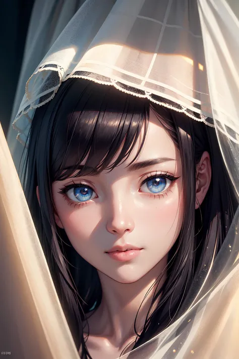 RAW photo, beautiful eyes, macro shot, masterpiece, peeking from behind curtains, colorful details, award winning, high detailed, 8k, natural lighting, analog film, detailed skin, amazing composition, intricate details, subsurface scattering, velus hairs, amazing textures, filmic, chiaroscuro, soft light
