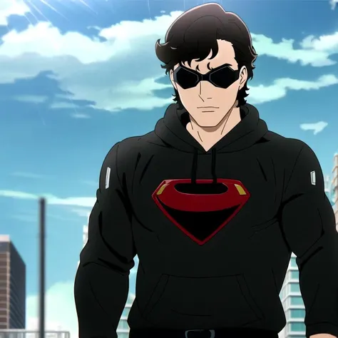 masterpiece, best quality, masterpiece,raining,1boy,superhero,black hoddie,googles <lora:supercrooksstyle:0.8>