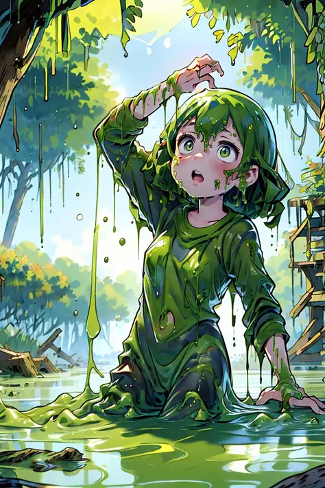 (masterpiece, best quality), 1girl, <lora:bottomlessSwamp:1> swamp,bottomless swamp,sticky slime,slime (creature),slime (substance),