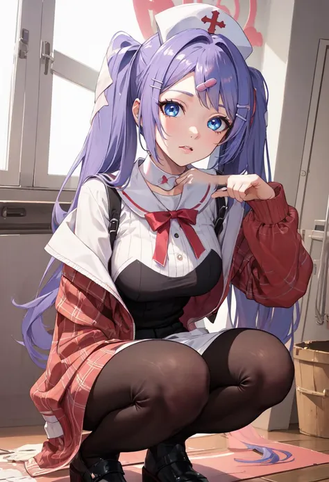 (safe:1.10), best quality, masterpiece, highres, solo, (hanae_bluearchive:1.10), sitting, sitting on chair, chair, cowboy shot, looking at viewer, 31 <lora:hanae_bluearchive:0.80>