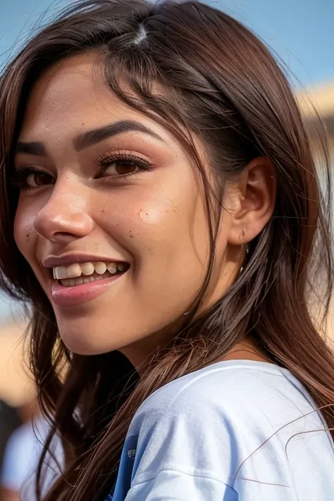 closeup portrait photo, beautiful latina woman posing for the camera in cuba, in a subway station, xxlayna, (wearing oversize tshirt:1.2), smiling, sharp eyes, dark, low lighting, portrait, hyper detailed, detailed face, POV, by lee jeffries nikon d850 film stock photograph 4 kodak portra 400 camera f1.6 lens rich colors hyper realistic lifelike texture dramatic lighting unrealengine trending on artstation cinestill 800