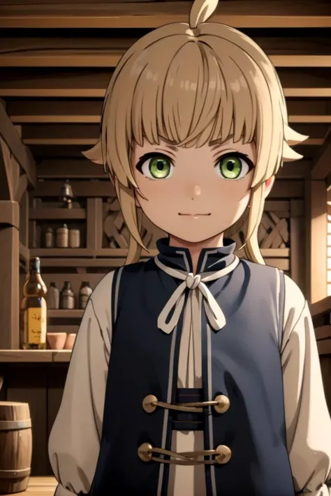 <lora:norn-000025:0.6>
one 8- girl, (norn greyrat), standing in a medieval tavern
she is looking at viewer, her face is detailed and smooth, her eyes are hyper detailed, masterpiece
The soft lighting and detailed surroundings create an immersive environment where imagination runs wild,
draw it in the style of mushoku tensei,
hyper-detailed, high quality visuals, dim Lighting, sharply focused, octane render, 8k UHD