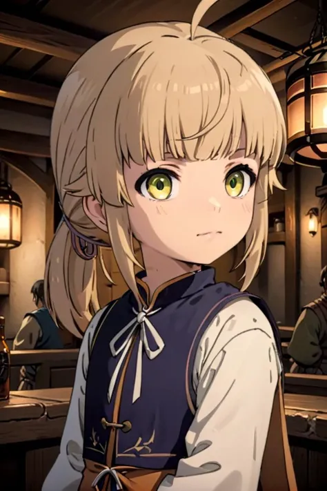 <lora:norn-greyrat-sdxl-v10:0.6>
one 8-year old girl, (norn greyrat), standing in a medieval tavern
she is looking at viewer,  her face is detailed and smooth, her eyes are hyper detailed, masterpiece
The soft lighting and detailed surroundings create an immersive environment where imagination runs wild,
draw it in the style of mushoku tensei,
hyper-detailed, high quality visuals, dim Lighting, sharply focused, octane render, 8k UHD