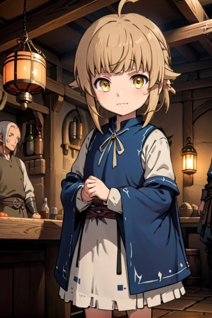 <lora:norn-greyrat-sdxl-v10:0.6>
one 8- girl, (norn greyrat), standing in a medieval tavern
she is looking at viewer, her face is detailed and smooth, her eyes are hyper detailed, masterpiece
The soft lighting and detailed surroundings create an immersive environment where imagination runs wild,
draw it in the style of mushoku tensei,
hyper-detailed, high quality visuals, dim Lighting, sharply focused, octane render, 8k UHD