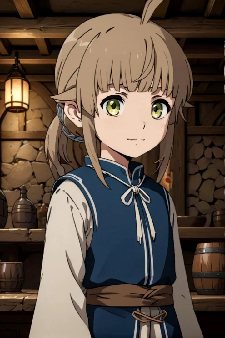 <lora:norn-greyrat-sdxl-v10:0.6>
one 8- girl, (norn greyrat), standing in a medieval tavern
she is looking at viewer, her face is detailed and smooth, her eyes are hyper detailed, masterpiece
The soft lighting and detailed surroundings create an immersive environment where imagination runs wild,
draw it in the style of mushoku tensei,
hyper-detailed, high quality visuals, dim Lighting, sharply focused, octane render, 8k UHD