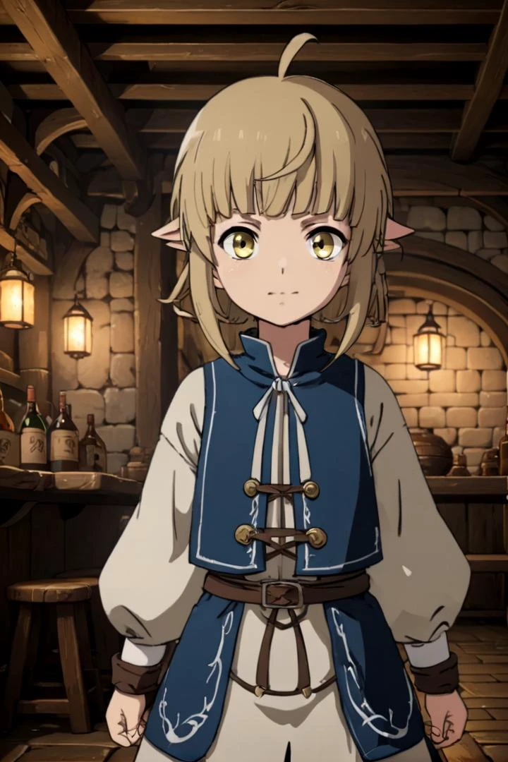 <lora:norn-greyrat-sdxl-v10:0.6>
one 8- girl, (norn greyrat), standing in a medieval tavern
she is looking at viewer, her face is detailed and smooth, her eyes are hyper detailed, masterpiece
The soft lighting and detailed surroundings create an immersive environment where imagination runs wild,
draw it in the style of mushoku tensei,
hyper-detailed, high quality visuals, dim Lighting, sharply focused, octane render, 8k UHD