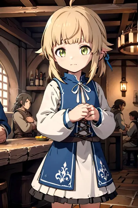 <lora:norn-greyrat-sdxl-v10:0.6>
one 8-year old girl, (norn greyrat), standing in a medieval tavern
she is looking at viewer, her face is detailed and smooth, her eyes are hyper detailed, masterpiece
The soft lighting and detailed surroundings create an immersive environment where imagination runs wild,
draw it in the style of mushoku tensei,
hyper-detailed, high quality visuals, dim Lighting, sharply focused, octane render, 8k UHD