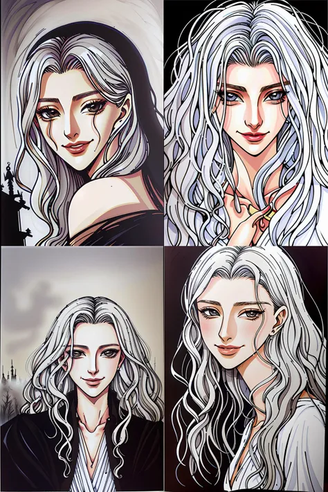 portrait of ((mischievous)), baleful young, smiling (Cate Blanchett) as Galadriel as a queen of fairies, dressed in a beautiful silver dress. The background is a dark, creepy eastern europen forrest. night, horroristic shadows, high contrasts, lumnious, photorealistic, dreamlike, (mist filters), theatrical, character concept,
<lora:X:1>