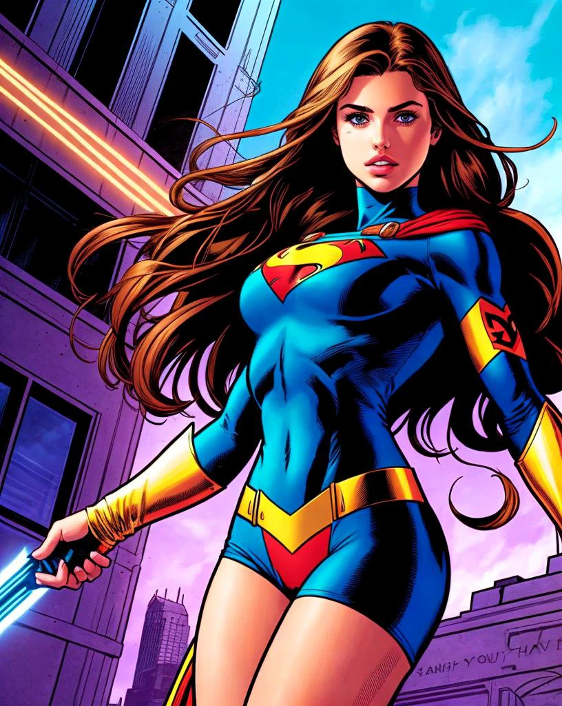 Dc, 1girl, hero, colours, draw comic,
