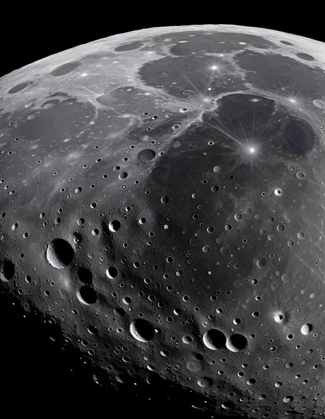 The Moon is spherical and has a surface covered in craters, mountains, and plains. Its appearance changes due to the phases of the lunar cycle, which are caused by the relative positions of the Moon, Earth, and the Sun.