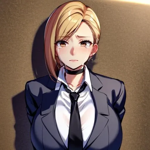 (masterpiece:1.1), <lora:ffvii_elena-10 elena by justtnp:0.75>, solo, ff7elena, formal, suit, black necktie, beautiful face, enormous breasts, parted hair, blazer, choker, standing, moved to tears, closeup, short hair, emotional, (happy:0.4), narrow eyes,, (Detailed face:1), (detailed eyes:1),