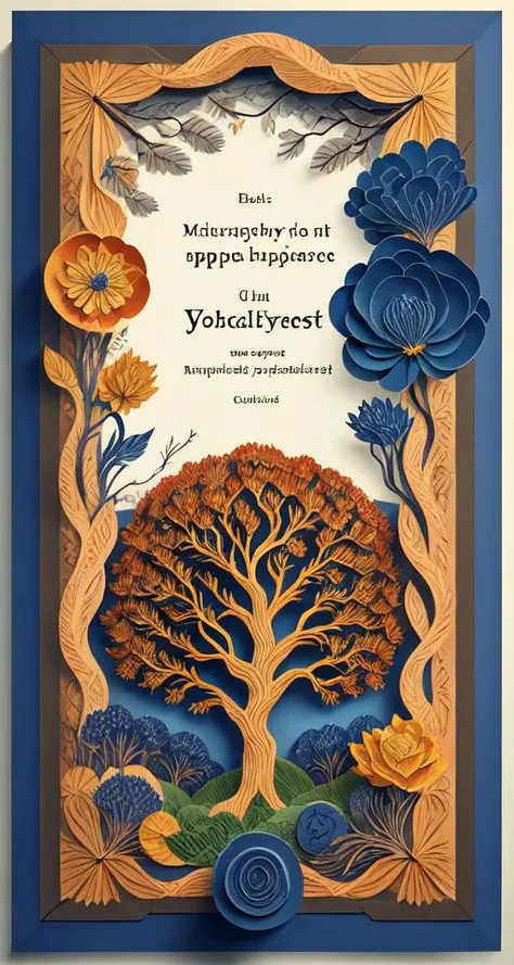 realistic, (best quality, masterpiece:1.3),book cover design,english text,
bird, apple tree,
abstract background, flower, blue rose, fantasy,
<lora:ertongchahua:0.6> papercarvingcd <lyco:papercarvingcd-000004:0.8>