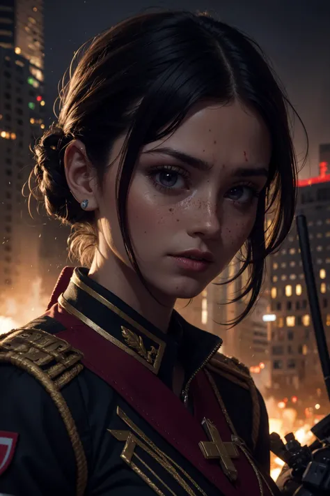 photo, hard shadows, grainy, <lora:detail_slider_v4:0.8>,
1 girl, adult (elven:0.7) woman, freckles, purple eyes, gray bun hair,
<lora:GoodHands-beta2:0.8>,
portrait, solo, (full body:0.6), looking down, detailed background, detailed face, (militaristic authoritarian dictatorship theme:1.1), battlefield-medic, hopeful expression, military medic uniform, red cross, military insignia, medical supplies, toruniquet, morphine, triage, dirt smudges, blood stains, dynamic movement, ruined building, debris in background, danger, dark night, urgency, epic atmosphere,