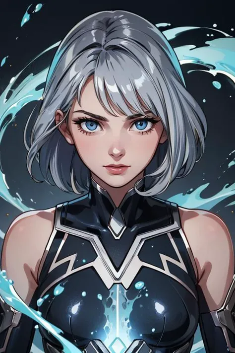 highres, detailed, <lora:detail_slider_v4:1.0>,
<lora:GoodHands-beta2:0.8>
1 girl, adult woman, grey-blue eyes, brown blowout hair, ombre,
(style-swirlmagic:0.8), portrait, solo, upper body, looking at viewer, detailed background, detailed face, (1920s art deco theme:1.1), mercury-sorcerer, calm, surrounded by splatters of shining silver, mercury (armor:0.8), sculpting mercury , fluid mercury, metallic sheen, mercury transformation, slippery, dynamic pose, fluid movement, flowing metal, silver colour scheme, explosions in background, flowing mercury formations, cinematic lighting, epic atmosphere,