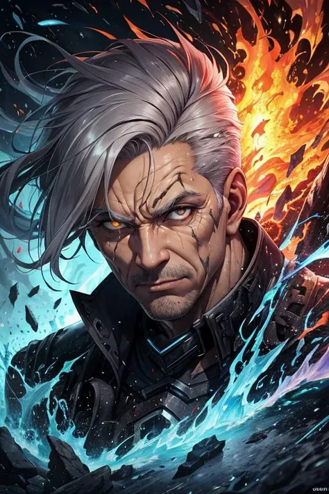 photorealistic, (hyperrealistic:1.2), beautiful, masterpiece, best quality, <lora:detail_slider_v4:1.0>,
(1man, wrinkled face, old male:1.2), frail, black eyes, gray hair, buzz cut,
solo, half shot, looking at viewer, detailed background, detailed face, (tropical jungle theme:1.1), supernatural glowing eyes, messenger of the apocalypse, gazing into the abyss, wearing elaborate clothes, eldritch radiating evil chaos, cataclysm, fire swirling all around, whirlwind of souls, floating particles, eternal winter and frost, ruins in background, turbulent winds, apocalyptic atmosphere,