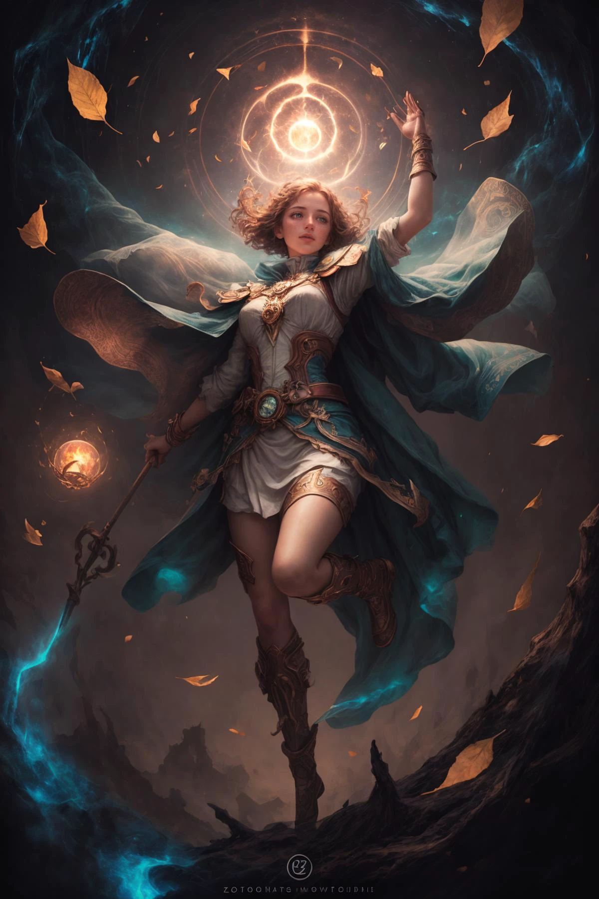 (best quality, masterpiece, realistic, detailed), 8k CG, perfect artwork, kkw-ph1, <lora:add_detail:1>
1 girl, adult woman, freckles, teal eyes, light brown short hair,
Style-GravityMagic, portrait, looking up, solo, (full body:0.6), detailed background, (<lora:ZonaiAIv8:0.6>, ZonaiAI theme:1.1) glowing eyes, benign, gentle, cleric, casting light spell, praying, (full body:1.2), (levitating, hovering in air:1.1), billowing clothes, nature, floating leaves, arms raised, light blue cape, magic staff, divine spell, mana, bright realistic lighting, heavenly landscape in background, peaceful atmosphere, brazier, halo above head,