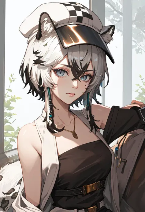 best quality, masterpiece, highres, solo, (cliffheart_arknights:1.10), bare shoulders, bead bracelet, beads, china dress, chinese clothes, dress, jewelry, looking at viewer, sleeveless, sleeveless dress, bracelet, smile, medium breasts, thighs, cowboy shot, :d, open mouth, 20 <lora:cliffheart_arknights:0.80>