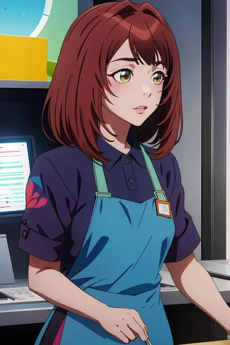 (masterpiece, best quality), 1girl, <lora:InazukiNozomi:1> inazukinozomi, employee uniform, school uniform