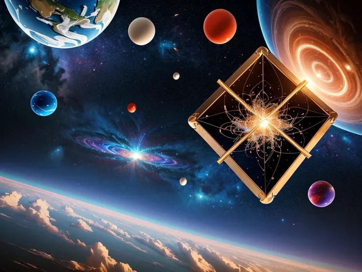 3d cube fragmentation, cubes and orbs breaking off, cgi surreal masterpiece, vibrant colors, rim lighting, mechanical fragmentation, biosphere decomposition, high detail, floating parts, detailed cosmic background, fractal art, galaxy light vision, 16k, Astral concept art, sharp lines