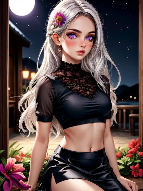 realistic, 1girl, white hair, purple eyes, glowing eyes, crop top, skirt, parted lips, blush, night, flowers, sun, sunlight , BREAK , -
<lora:PK-FurryMix-128:1> <lora:Furtastic_Detailer:2>