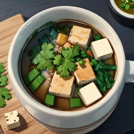 <lora:FoodAssets:1>, Miso soup, broth, seaweed, tofu, (masterpiece:1.2), (best quality, highest quality), (ultra detailed), (8k, 4k, intricate),