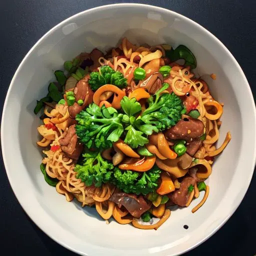 <lora:FoodAssets:1>, Pad see ew, stir-fried, noodle, soy-based, (masterpiece:1.2), (best quality, highest quality), (ultra detailed), (8k, 4k, intricate),
