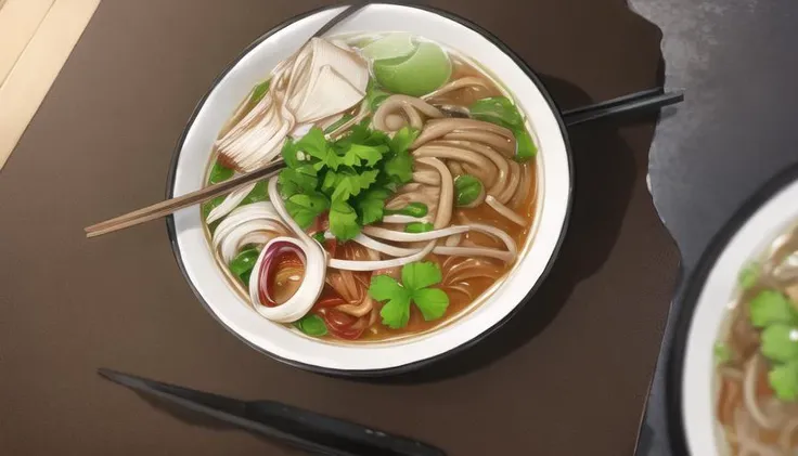 <lora:FoodAssets-15:0.65> A distance view of pho noodle