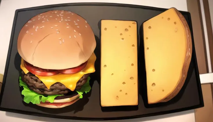 <lora:FoodAssets-15:0.65> (one) cheese burger, juicy, high detailed, hdr,4k,8k