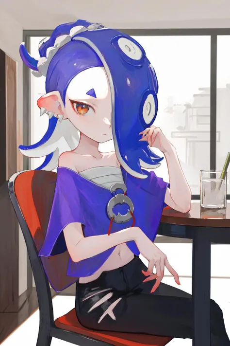 masterpiece, best quality, highres, 1girl shiver default <lora:shiver_splatoon:1> sitting on chair