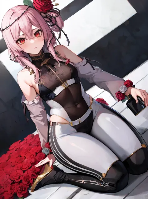 masterpiece, detailed, high quality, absurdres, rosemi, 1girl, solo, suspicious, small breasts, curvy, bathrobe, toe socks, sitting, atmospheric perspective,