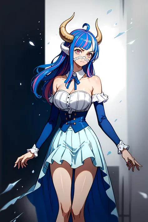 (masterpiece), (best quality), highres, ultra detailed, perfect body, ulti, multicolored hair, blue hair, horns, bare shoulders, high skirt ,
<lora:add_detail:0.1>, <lora:more_details:0.15> , <lora:Ulti:0.65>