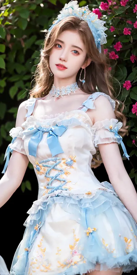 （（tmasterpiece））， （top-quality）， 8k， high detal， hyper-detailing，18 year old woman sitting （Vintage photo style： 1.1）， Ethereal and whimsical style， tmasterpiece， primitive，black undersuit， Taut Underwear， Capture photos of Lolita's stylish glamour and innocence， Introducing the intricate details of the intricate lace and ruffles of the dress， delicated， retro aesthetic， whimsically， lolita fashion， Delicate bow adorning dresses and stockings， Lace gloves add a touch of elegance、delicated、retro aesthetic，"Charming and alluring、Doll-like、aethereal、𝓡𝓸𝓶𝓪𝓷𝓽𝓲𝓬、whimsically、Eternal"，The soft sunlight gives the porcelain skin a warm glow，Creates a fantastic atmosphere、hentail realism、VFX、FXAA、TXAA、RTX、SSAO、Shaders、No noise、ambientlighting、Tone-mapping、Soft sunshine、A high resolution、hyper HD、Mega Pixel、（8K分辨率：1.10）、8K、 8K分辨率，high detal，intricately details，Delicate expression，（high high quality：1.2，tmasterpiece：1.2，：1.21），（24 years of age，femele：1.21），（posing elegantly，Sit calmly），（Innocent and seductive eyes），（Playful and whimsical pose），（Crying face，teary，Feel fear），While sitting on the stairs wearing black transparent stockings，She exudes an aura of enchantment，Take you into a world of fantasy and beauty