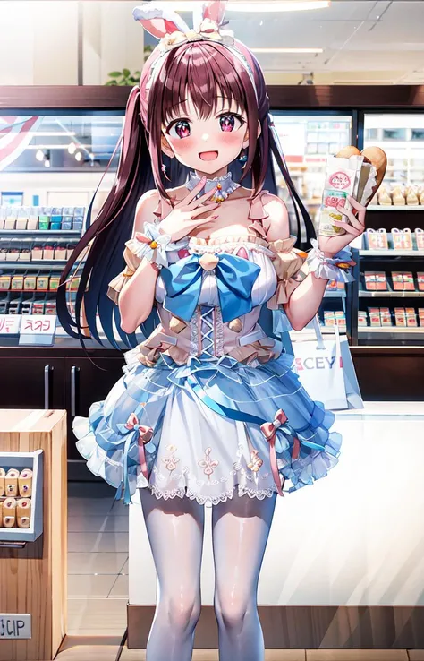 best quality,(cute_face:1.15), 1girl, solo,sweet_ta, white pantyhose,bangs, convenience store,:d,red eyes,red pupils,hair,(red hair:1.25),(very_long_hair:1.05), crossed bangs,adorable,(large breasts),blush,cold,shivering,bag,konbini, cashier, monitor, food, shop, indoors, (convenience store:1.2), bread,
(cute_girl:1.2),hands are behind the back,<lora:kuro:0.6> ,<lora:Konbini_V4:0.65>, <lyco:envybetterhandsLocon_beta2:1.0>, <lora:sweetLolita_v10:0.75> BREAK wakame, wakame, wakame, wakame, wakame, wakame, wakame, wakame, wakame, wakame, wakame, wakame, wakame, wakame, wakame, wakame, wakame, wakame, wakame, wakame, wakame, wakame, wakame, wakame, wakame
