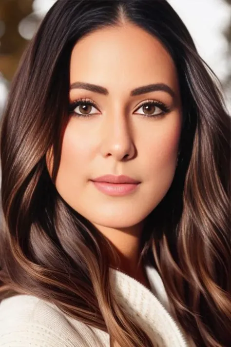 a photo of a woman, stylish, outdoor professional portrait, head-shot, slight smile, cute, snovy winter wether, hinak <lora:hinakhan:1>