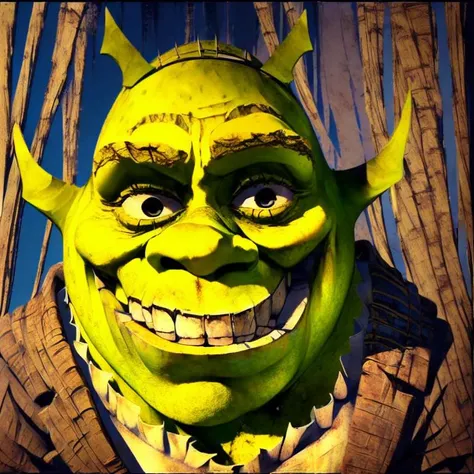 <lora:EvilLoRa:1> (nice_smile, creepy, horror, scary:1.3), <hypernet:SHREK:1> (shrek:1.2)