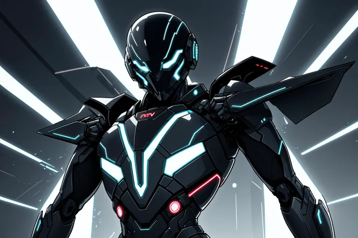 An illustration featuring a sleek cybernetic suit adorning a humanoid figure. The suit is composed of metallic plates, seamlessly merging together to form a visually striking armor. The figure stands confidently against a dark background, illuminated by faint lines of light. One metal plate forms a distinctive "C" shape behind the figure, hinting at the source of its powers. The overall style is reminiscent of futuristic sci-fi designs, with clean lines and minimalist details. The figure radiates an air of competence and strength, suggesting a character ready to take on whatever challenges come its way.
BREAK inspired by todd mcfarlane, lineart