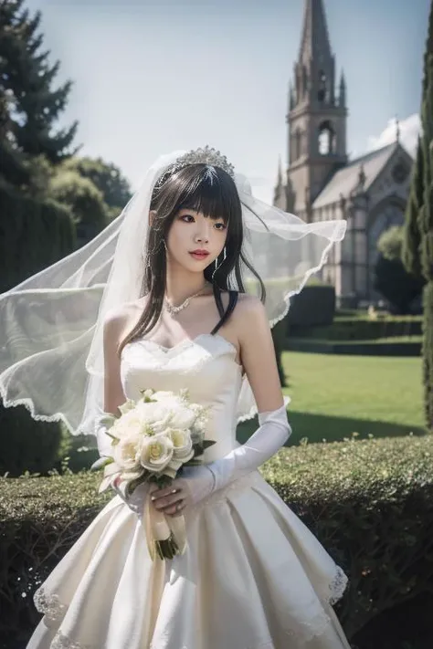 ltra-detailed,highly detailed,best quality,masterpiece,illustration,realistic,photorealistic,
tokisaki kurumi,huajia, 1girl, solo,cowboy shot,
wedding dress,
looking at viewer,
outdoors, nature, grass, flower, floating hair, wind,cathedral,
<lora:tokisaki kurumi huajia_v8_06:0.7>