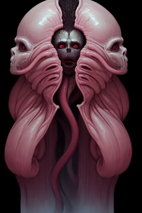 scornstyle, tentacles, solo, surreal, black_background, 1boy, 1girl, teeth, long_hair, male_focus, black_hair, looking_at_viewer, open_mouth, abstract, no_humans <lora:scorn_style_v01.05:1>