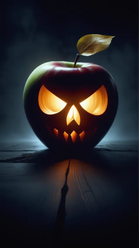 <lora:HalloweenGlowStyleXL:1>HalloweenGlowStyle apple, horror \(theme\), dark, atmospheric, night, glow, (Masterpiece:1.3) (best quality:1.2) (high quality:1.1)