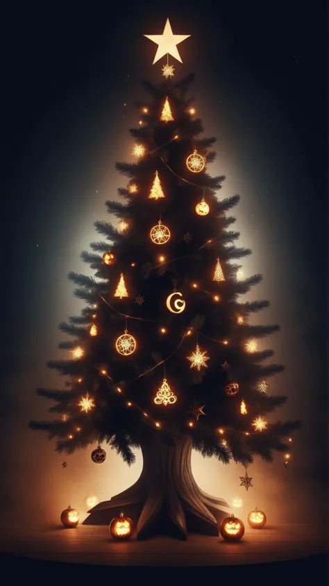 <lora:HalloweenGlowStyleXL:1>HalloweenGlowStyle christmas tree, horror \(theme\), dark, atmospheric, night, glow, (Masterpiece:1.3) (best quality:1.2) (high quality:1.1)