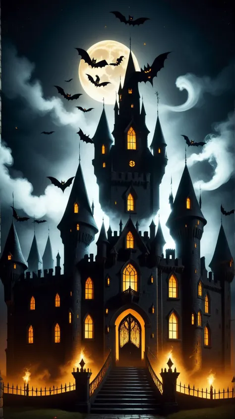 <lora:HalloweenGlowStyleXL:1>HalloweenGlowStyle castle, horror \(theme\),  dark, atmospheric, night, glow, (Masterpiece:1.3) (best quality:1.2) (high quality:1.1)