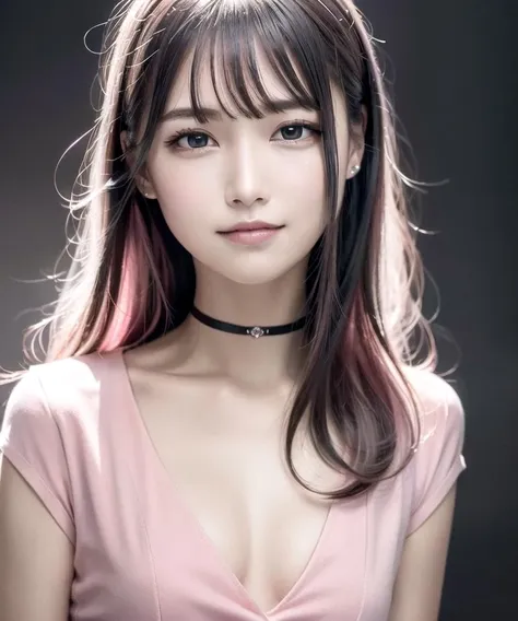 A woman with long hair and a pink top posing for a picture - SeaArt AI
