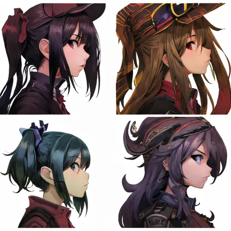 masterpiece, best quality, ultra-detailed, DemDays, 4girls, album cover, demon days (gorillaz), pink hair