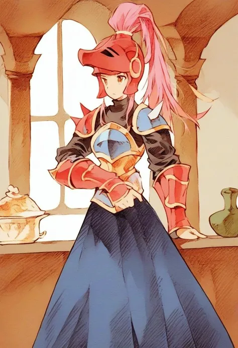 female <lora:Final_Fantasy_Tactics_-_Pony:1> fantasy game,inside a dungeon, score_9, score_8_up, score_7_up, score_6_up, score_5_up, score_4_up, hd, (ultra hd quality details), 8K, source_anime, 2d illustration, <lora:Valkiria_XL:0.7> valkiria, winged helmet, wearing plate armor and a skirt, 1girl, Updo, medium boobs, Boyish body, hazel eyes, Neon pink hair, rating_explicit