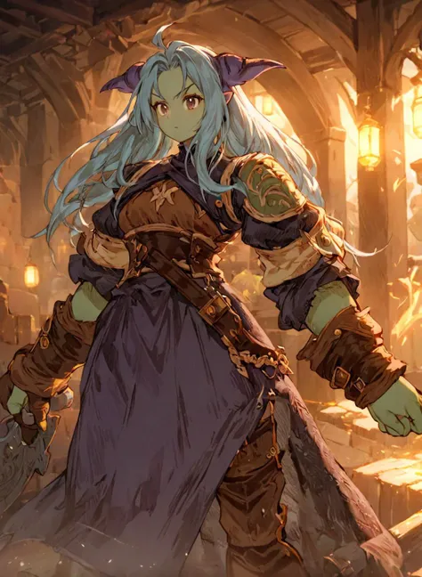 <lora:Final_Fantasy_Tactics_XLv2:1> a female, (masterpiece), best quality, highres, 4k, 8k, intricate detail, cinematic lighting, amazing quality, amazing shading, soft lighting, Detailed Illustration, official artwork, anime style, wallpaper, official art, ogre, brawler